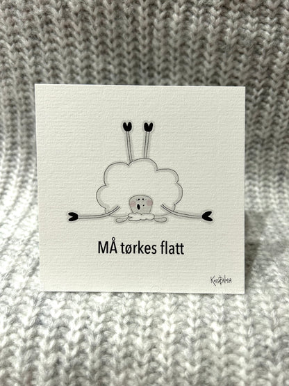 Må tørkes flatt