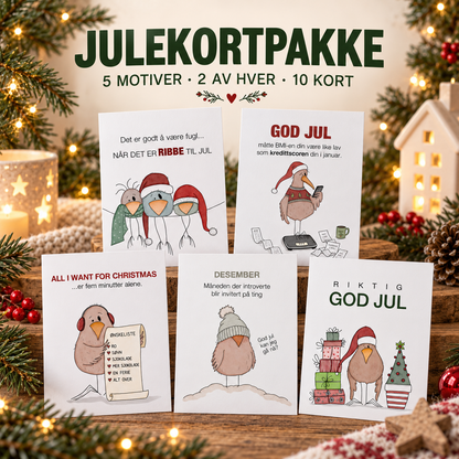 Julekortpakke-10 kort (5 ulike motiver)