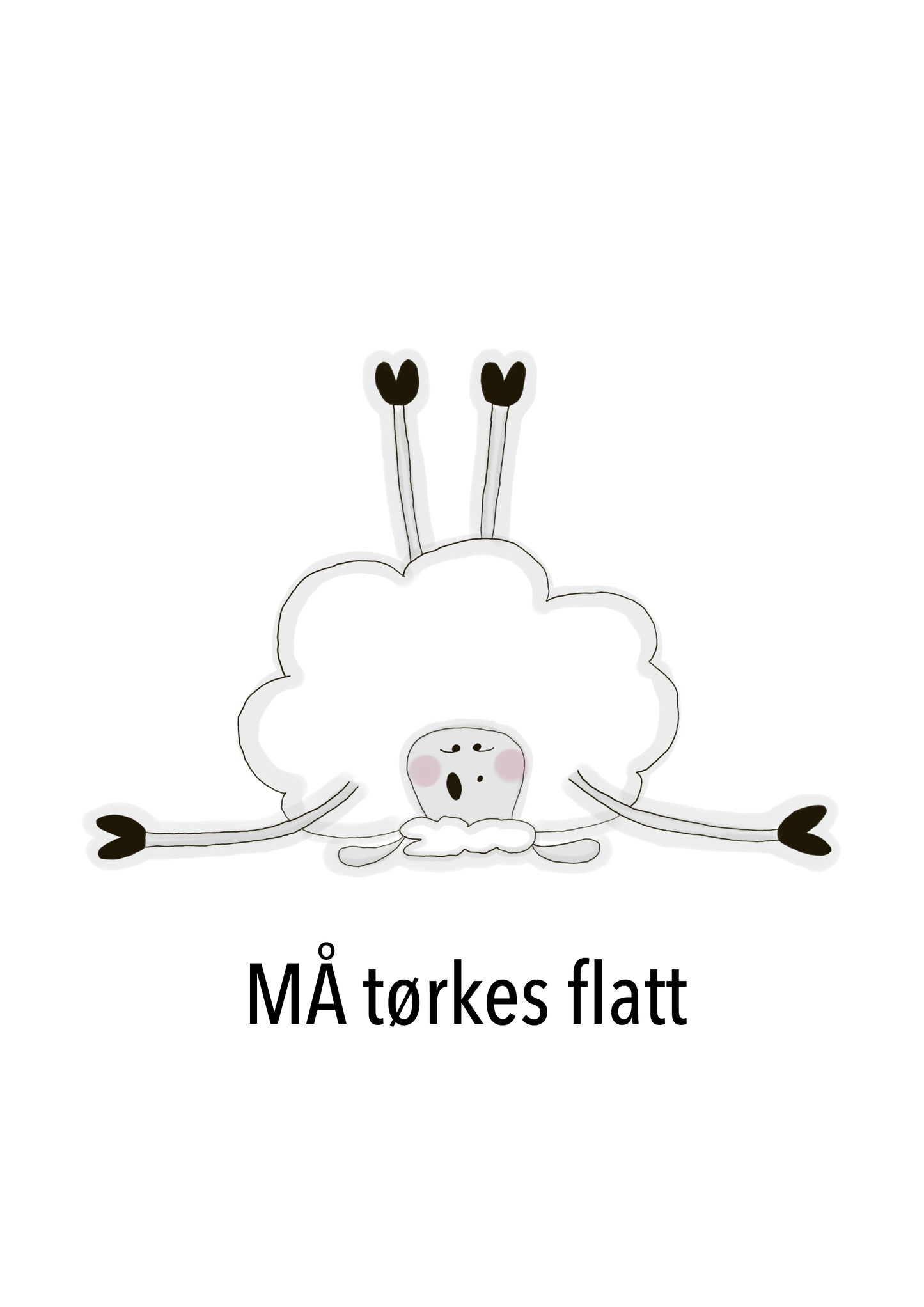 Må tørkes flatt